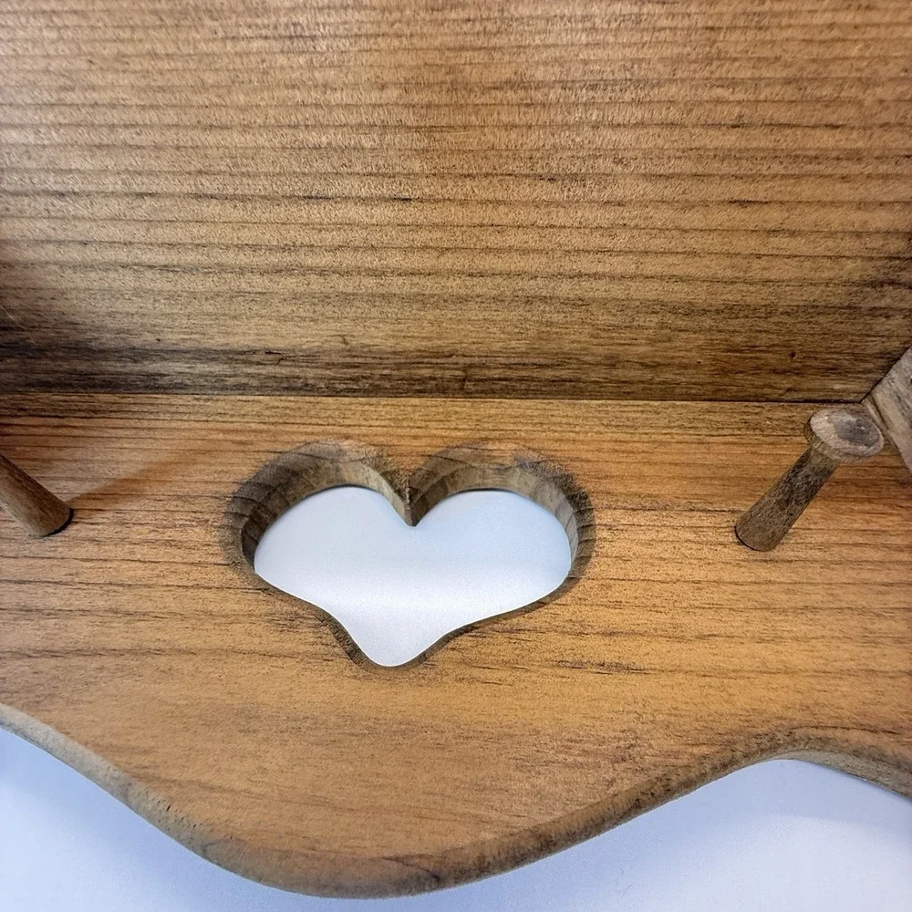 Vintage 1980s Pine Heart Wall Shelf 2 Pegs Grannycore Country Cottage Decor 15x6